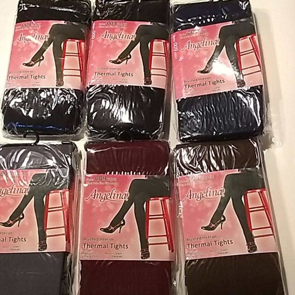 2 (PAIRS) Angelina Fleece Brushed Thermal Tights - Picture 2 of 5